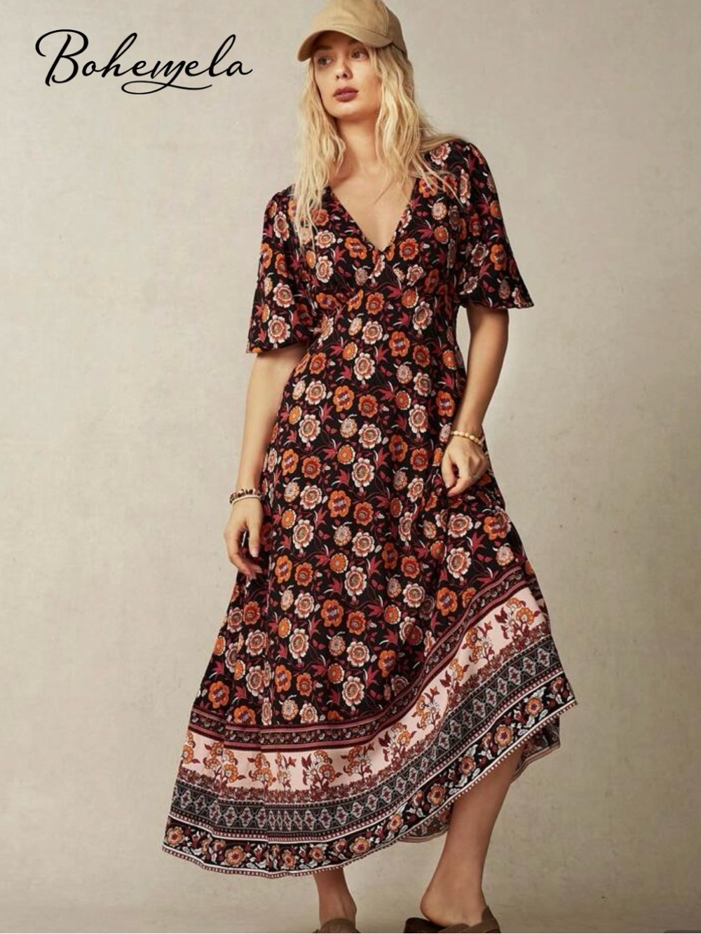 NWT Bohemian Floral Maxi Dress